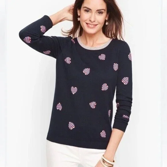 Talbots Sweaters Talbots Heart Print Tie Back Sweater Nwt